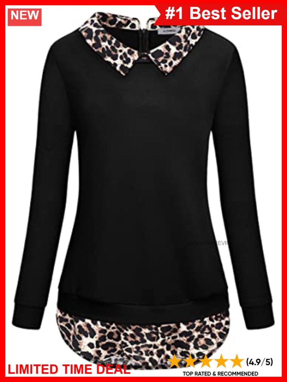 Women's Lapel Collar Long Sleeve Curved Hem Tunic Sweatshirt Pullover